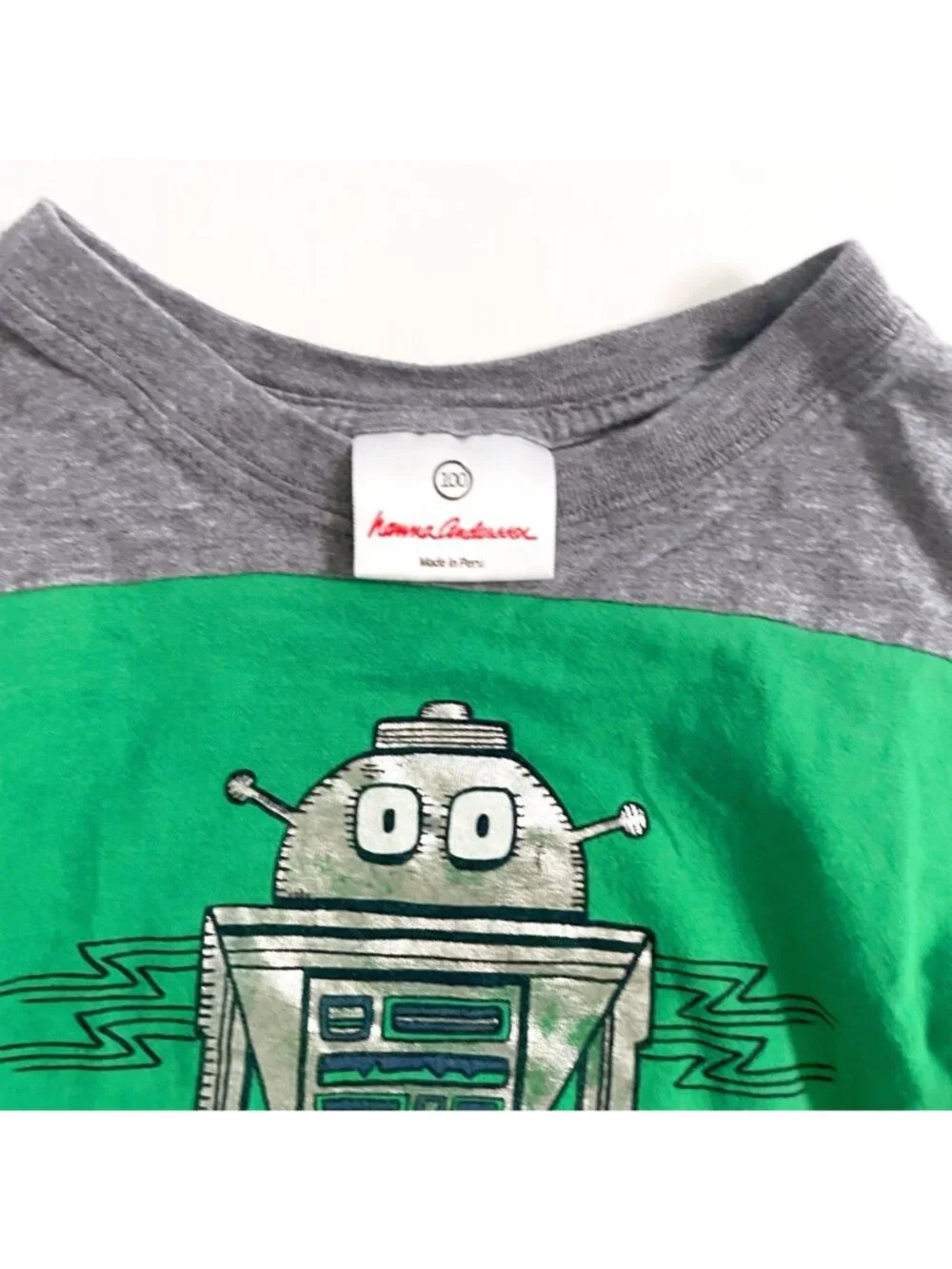 Hanna Andersson Green and Silver Robot Tee, Size 4